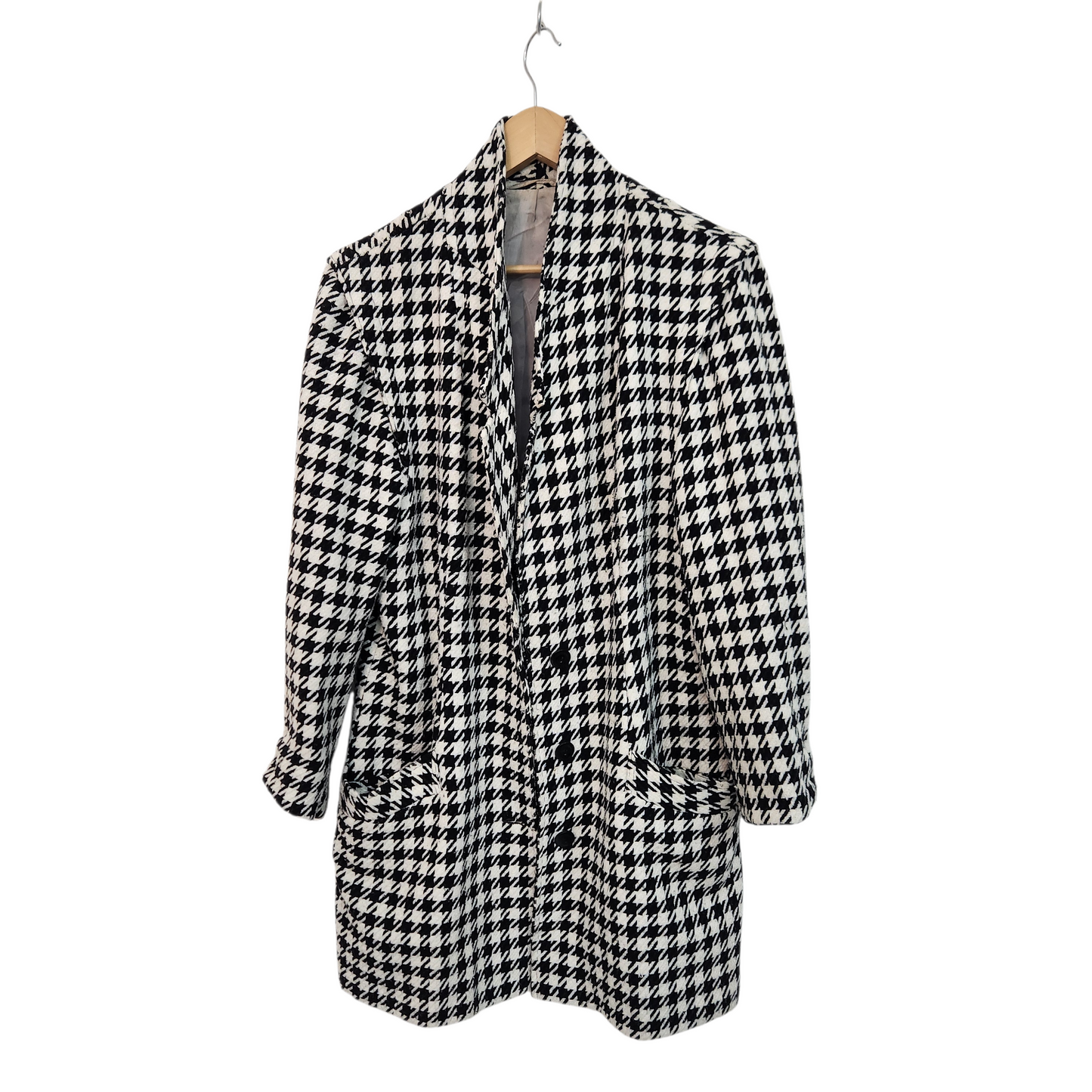 מעיל דוגמת פפיטה שחור־לבן באורך מידי | לאישה מידה L