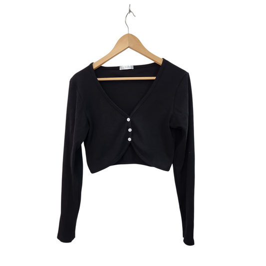 קרדיגן קרופ שחור עם כפתורים – מידה 2 M דניאלה