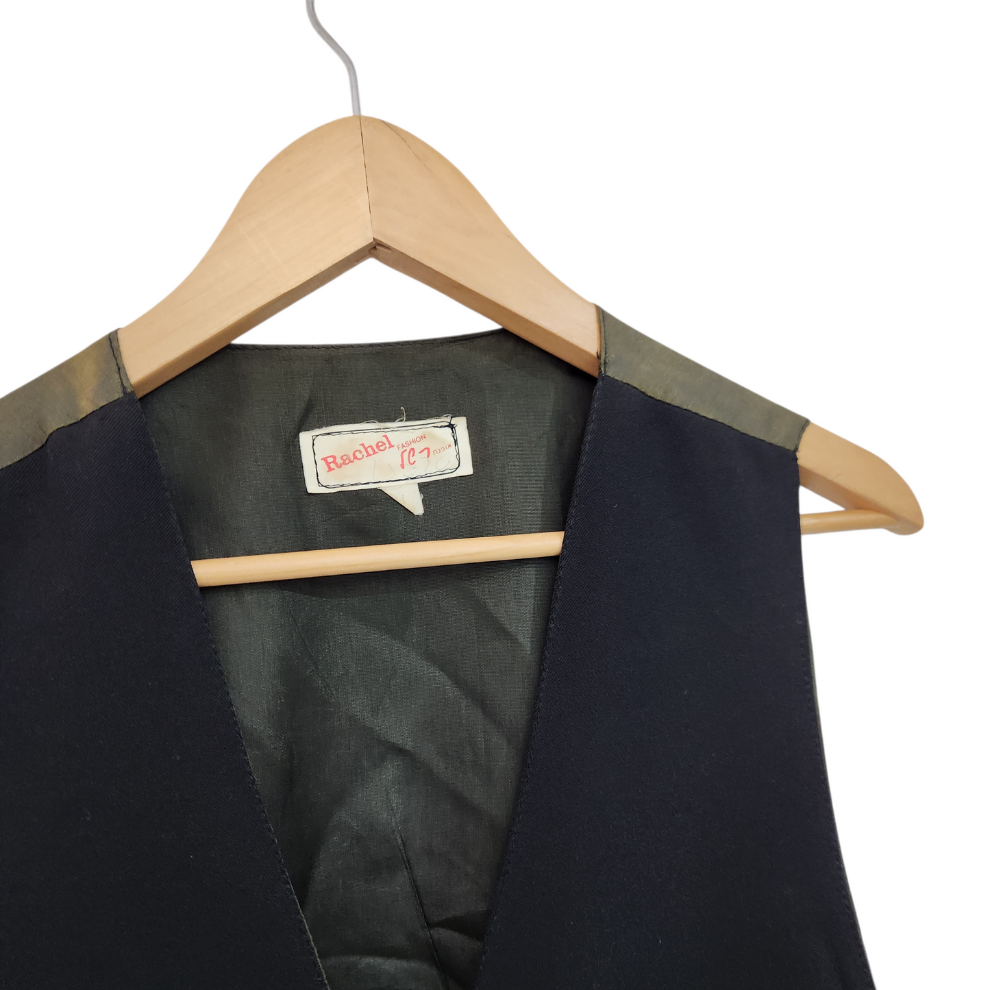 Rachel | וסט שחור וינטג' קלאסי עם כפתורים – מידה 2
