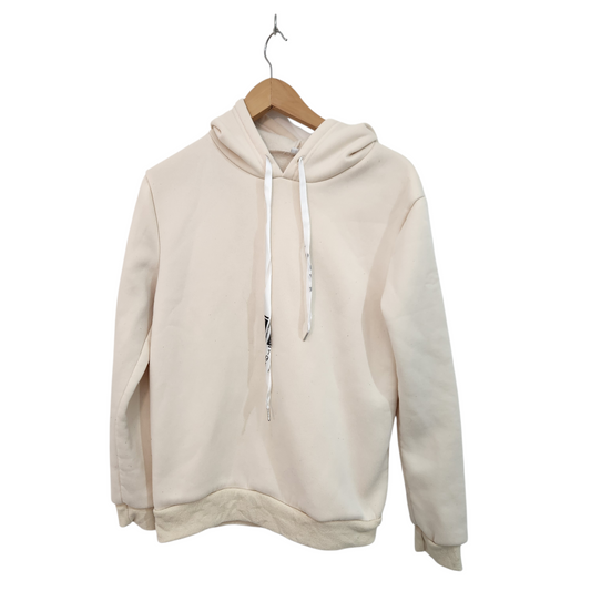 סווטשירט קפוצ’ון בצבע קרם עם שרוכים – מידה L