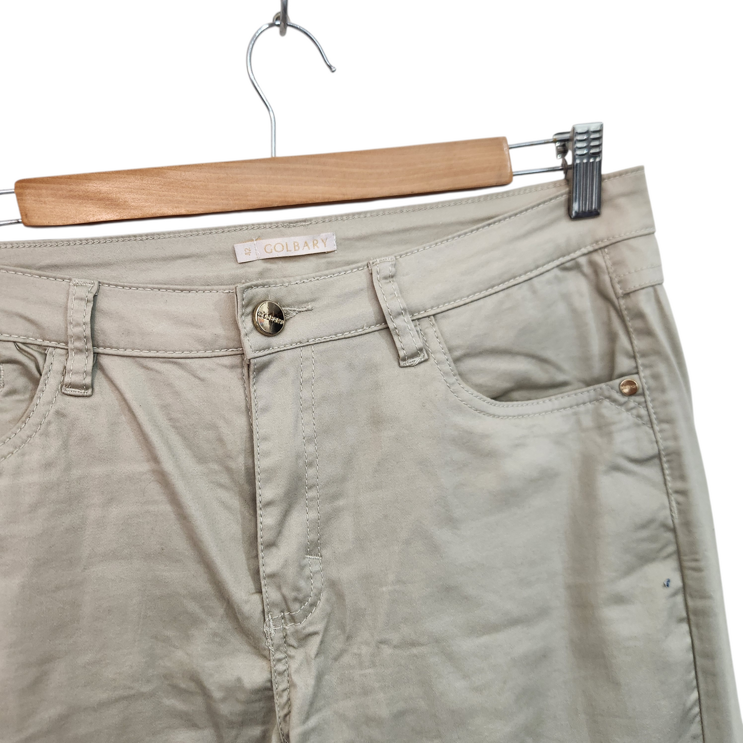 GOLBARY | מכנסי בד קלאסיים בצבע בז’ בהיר – מידה 42