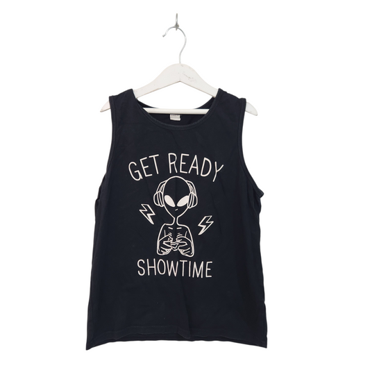 SHEIN גופייה שחורה עם הדפס | לילדים גיל 11-12