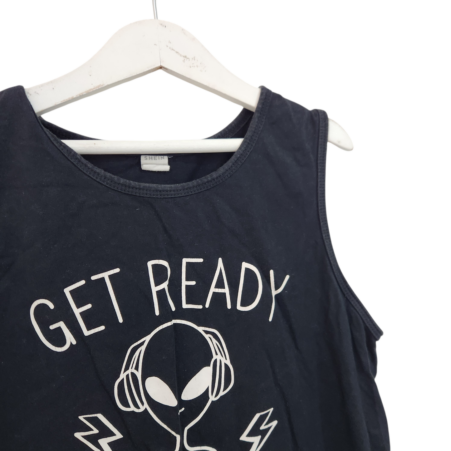 SHEIN גופייה שחורה עם הדפס | לילדים גיל 11-12