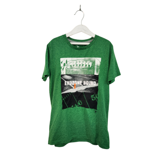 OLD NAVY חולצת טי ירוקה עם הדפס פוטבול | לילדים גיל 10-12