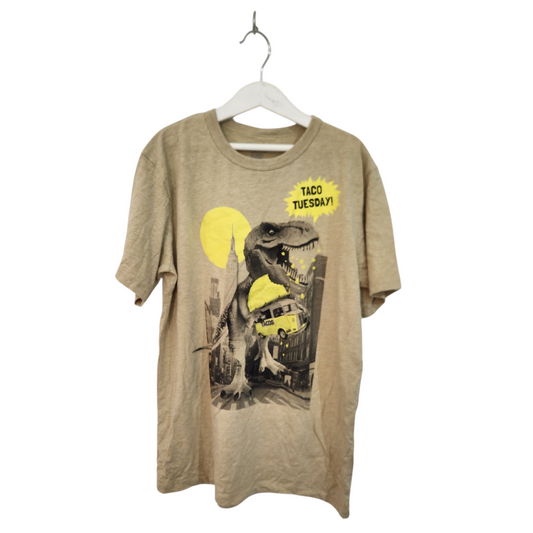 THE CHILDREN PLACE - חולצת טי שירט חומה עם הדפס דינוזאור | לילדים גיל 10-12