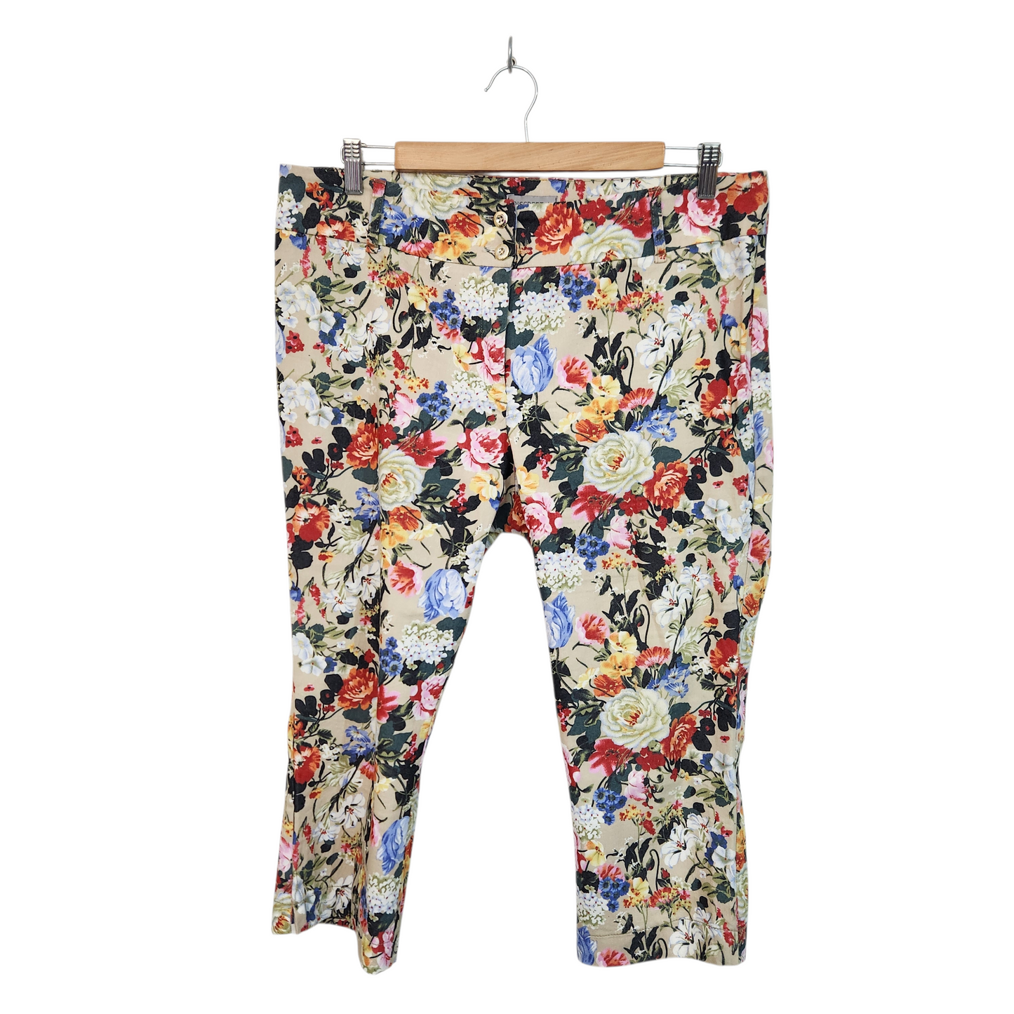 DISCREET מכנסיים פרחוניים דקים לאישה מידה 44