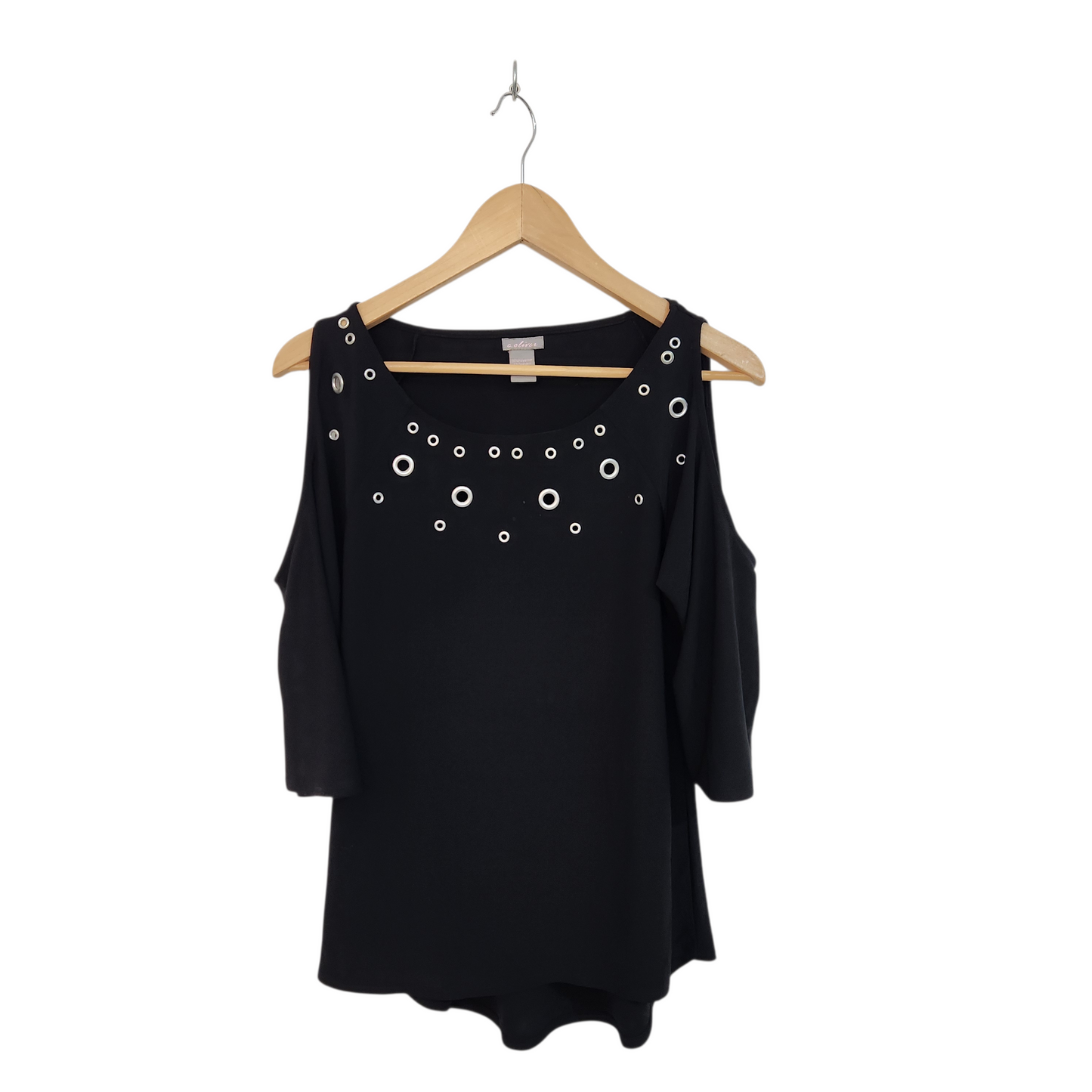 חולצה שחורה מעוצבת לאישה מידה S - כתם פיצי