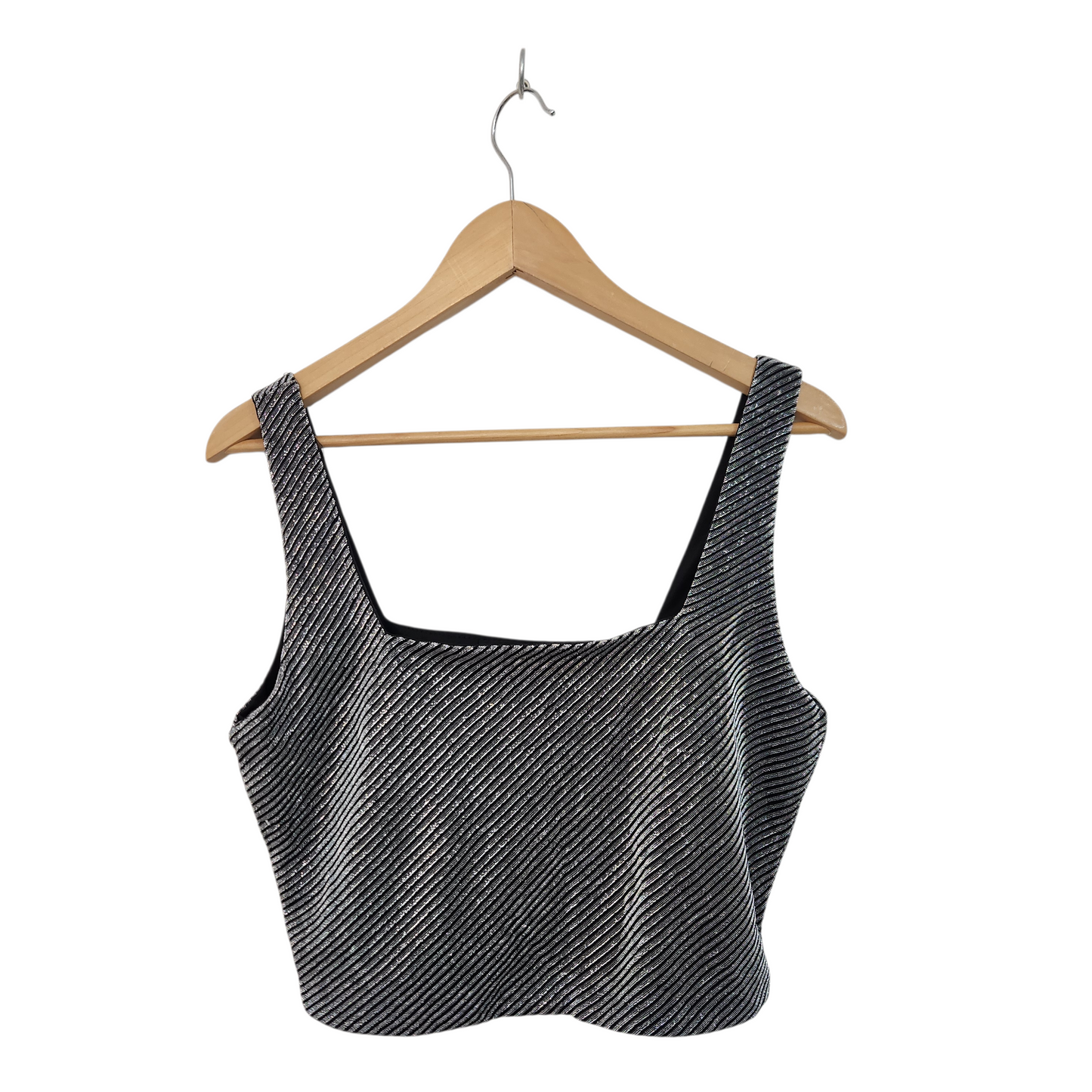 TWENTYFOURSEVEN גופייה כסופה נוצצת לאישה מידה L