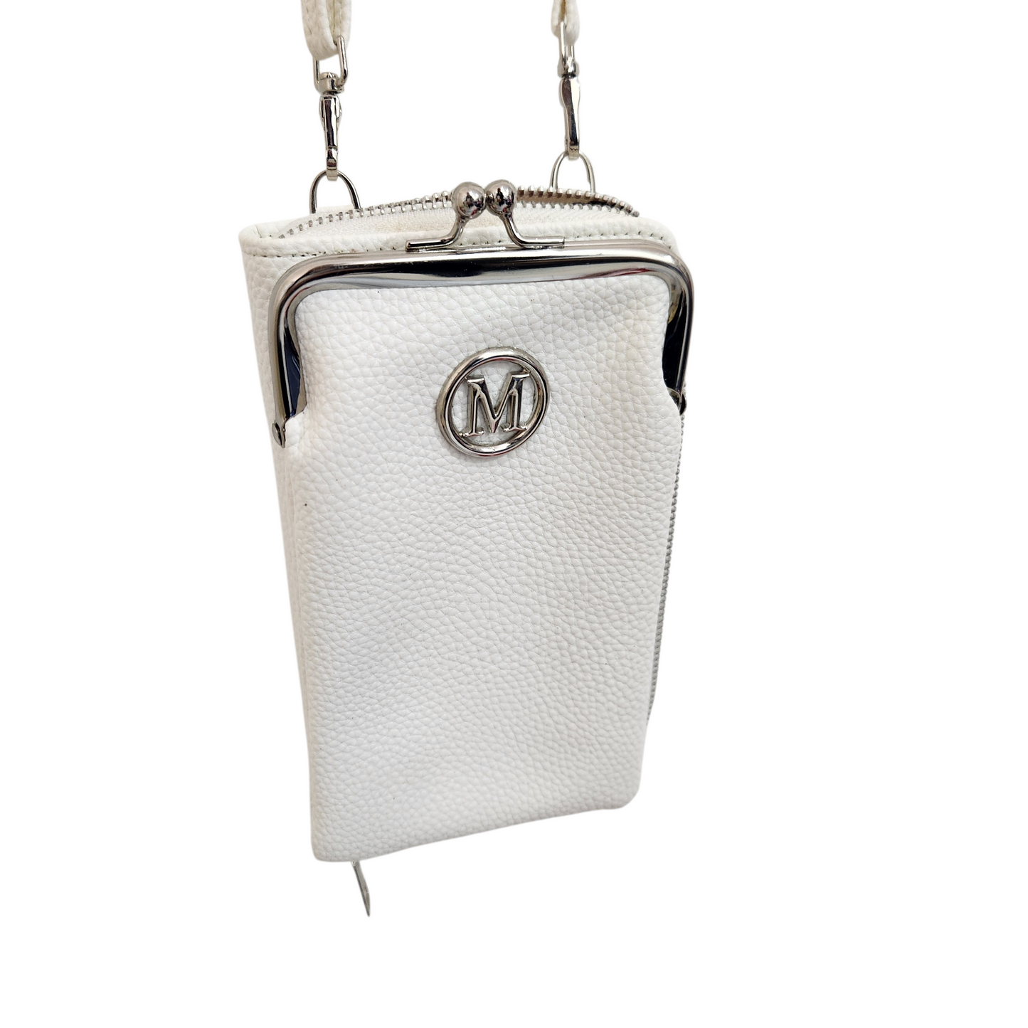 תיק/נרתיק קטן בצבע לבן עם סגירת רטרו