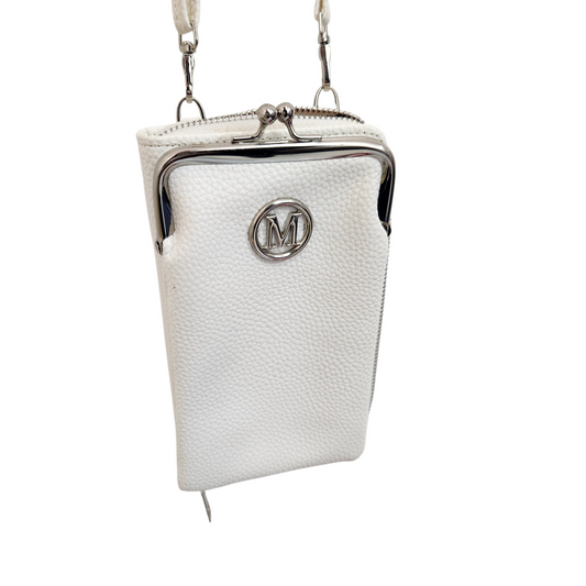 תיק/נרתיק קטן בצבע לבן עם סגירת רטרו