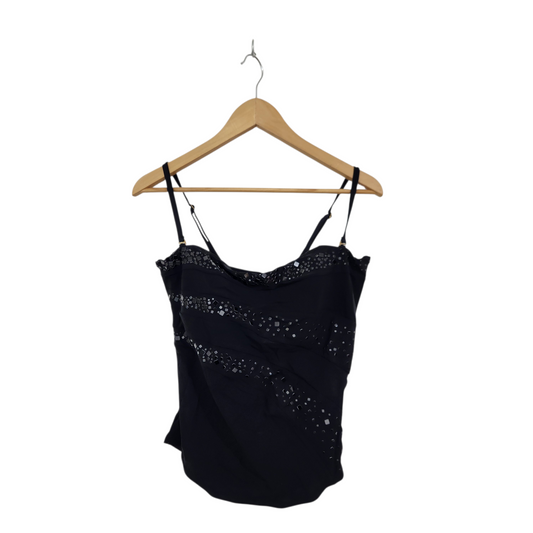 חולצת בגד ים צבע שחור | לאישה מידה XL