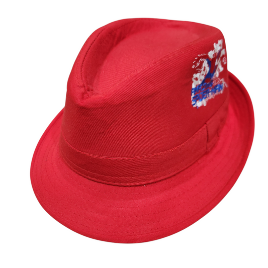 כובע פדורה / טרילבי אדום עם רקמת ספיידרמן | לילדים גיל 4-6