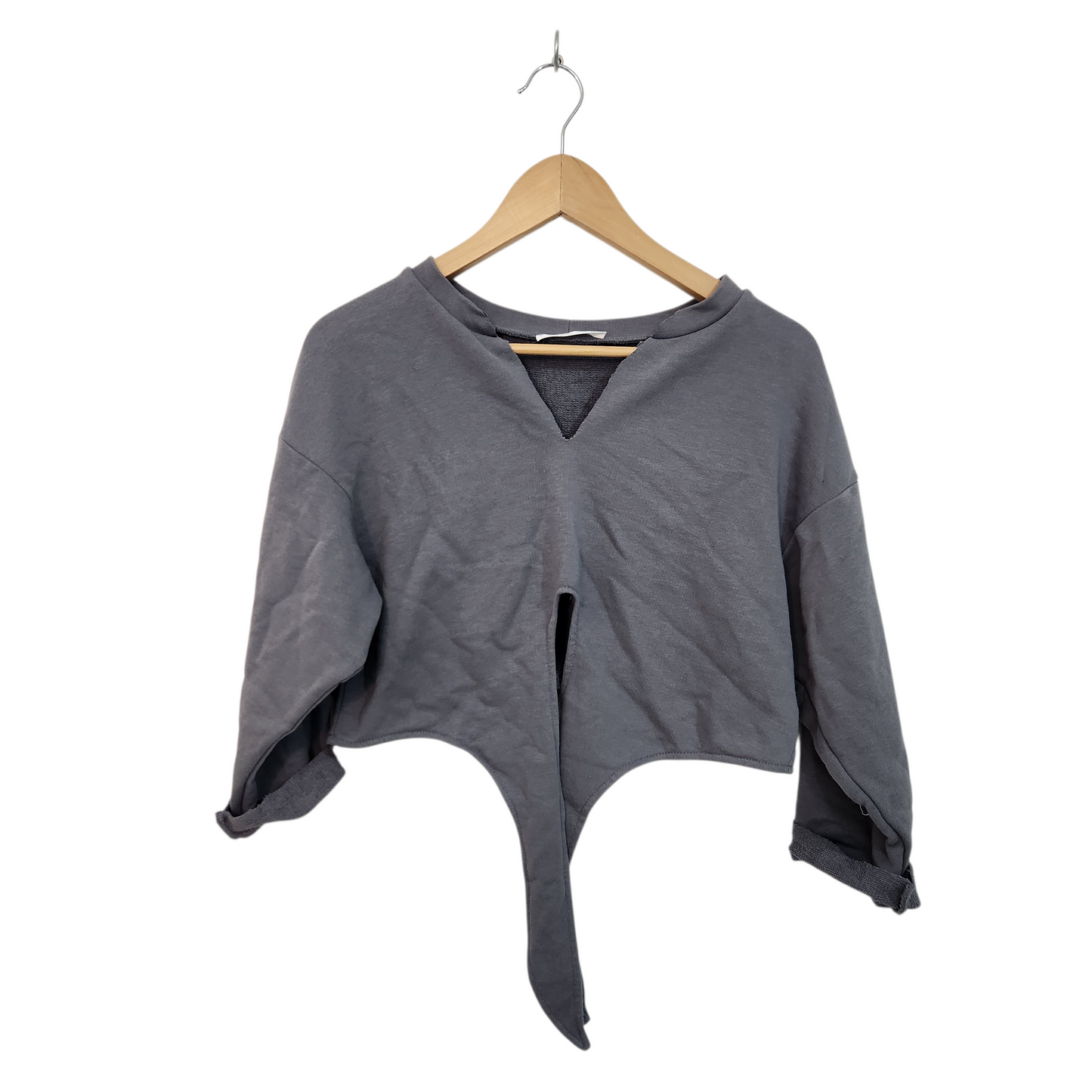 FEMME FIT | חולצה קרופ ארוכה דקה צבע אפור | לאישה מידה XS/S