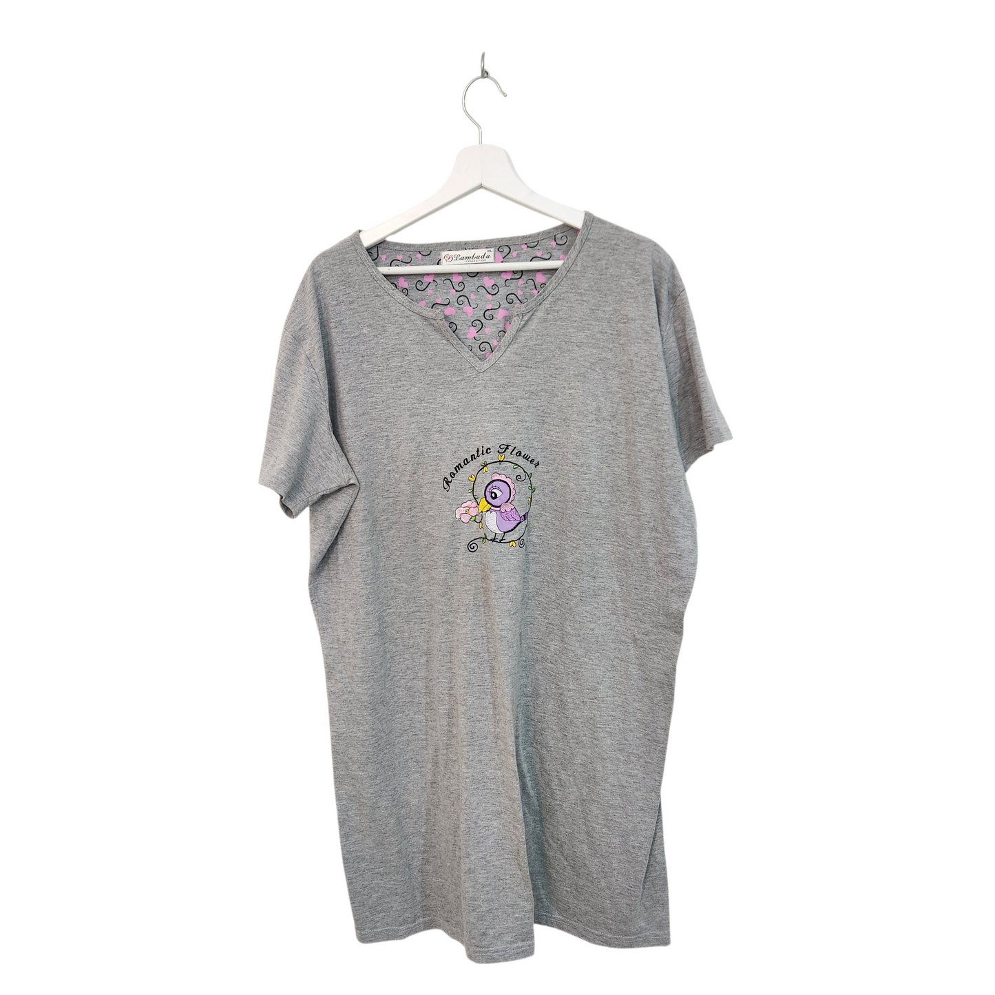 LAMBADA | כותונת לילה שרוול קצר צבע אפור | לאישה מידה XL