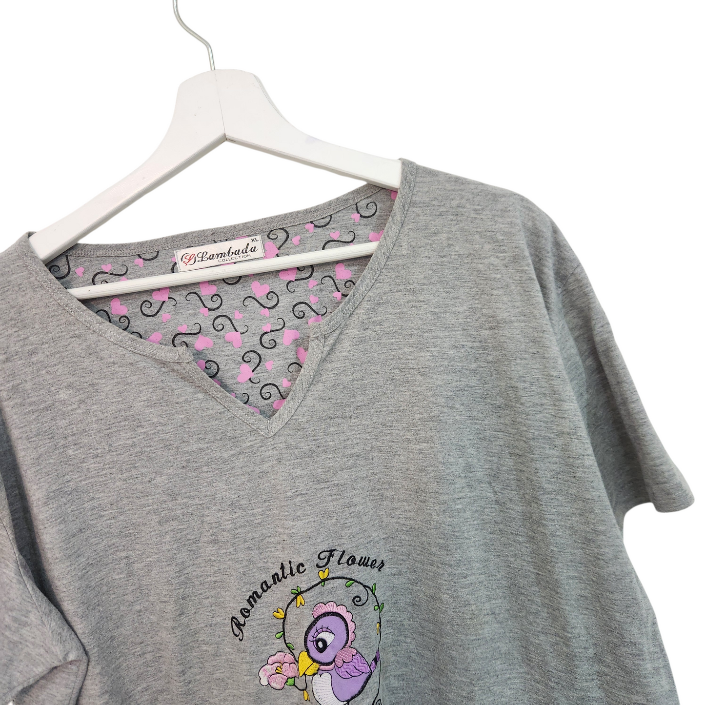 LAMBADA | כותונת לילה שרוול קצר צבע אפור | לאישה מידה XL