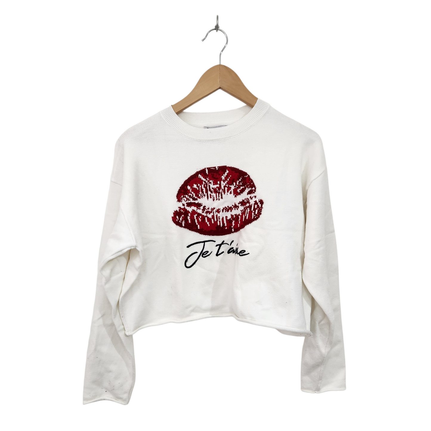 RENUAR | חולצת סריג צבע לבן | לאישה מידה 38 M | כתם