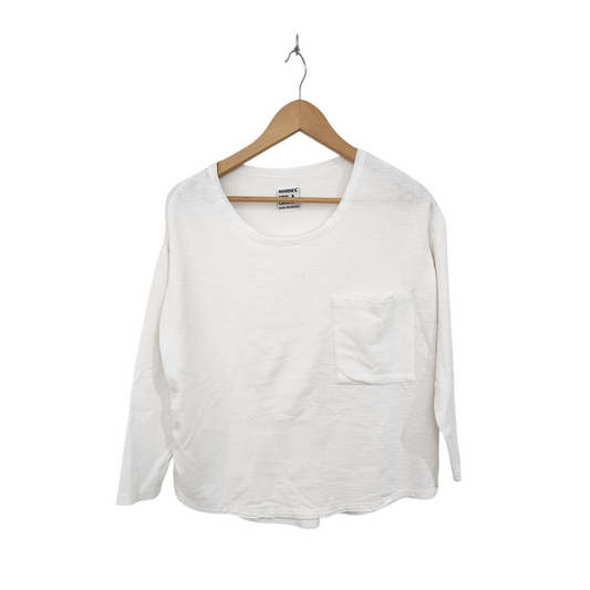 HOODIES | חולצה ארוכה אוברסייז דקה צבע לבן | לאישה מידה XS