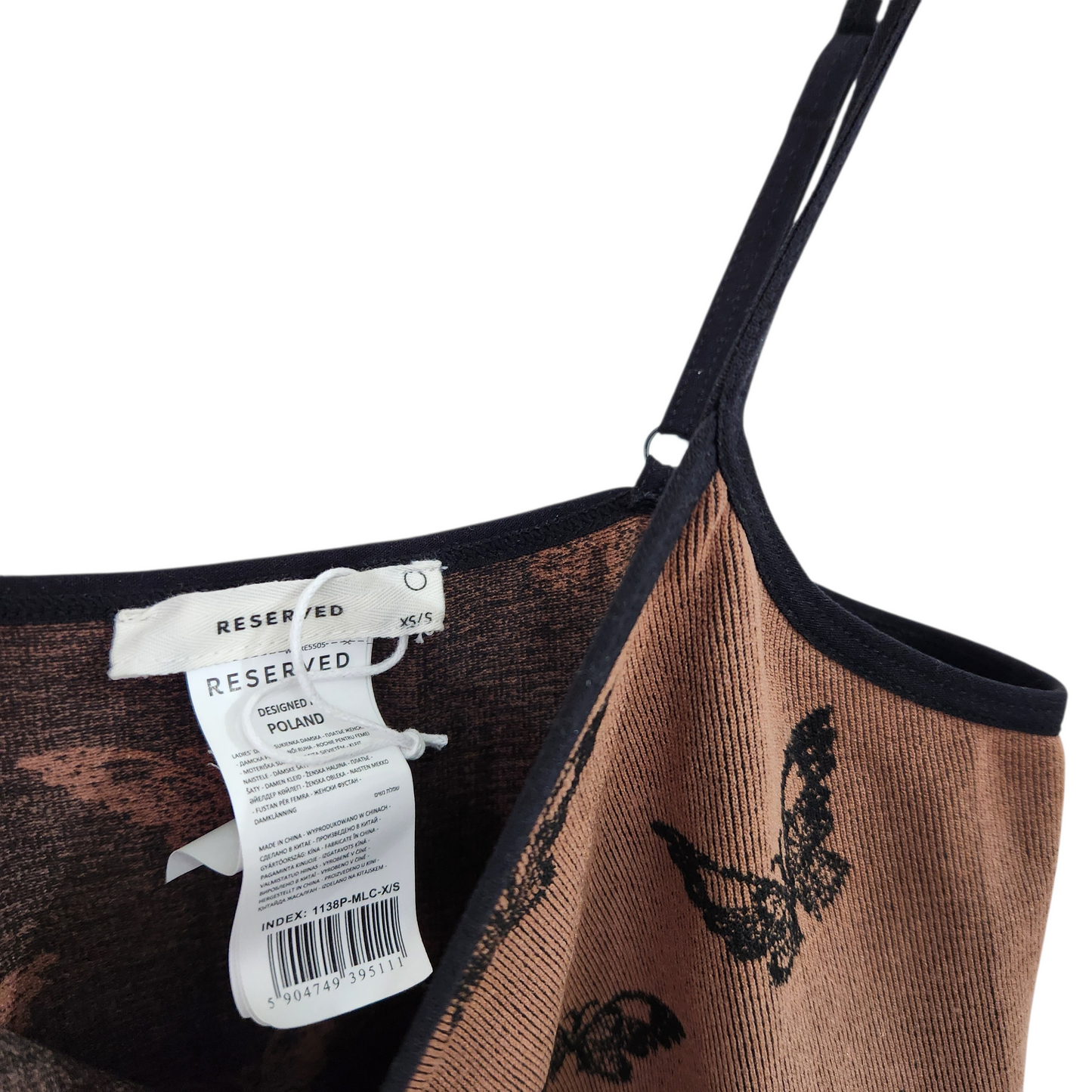 RESERVED | שמלה צמודה צבע חום עם פרפרים | לאישה מידה XS/S