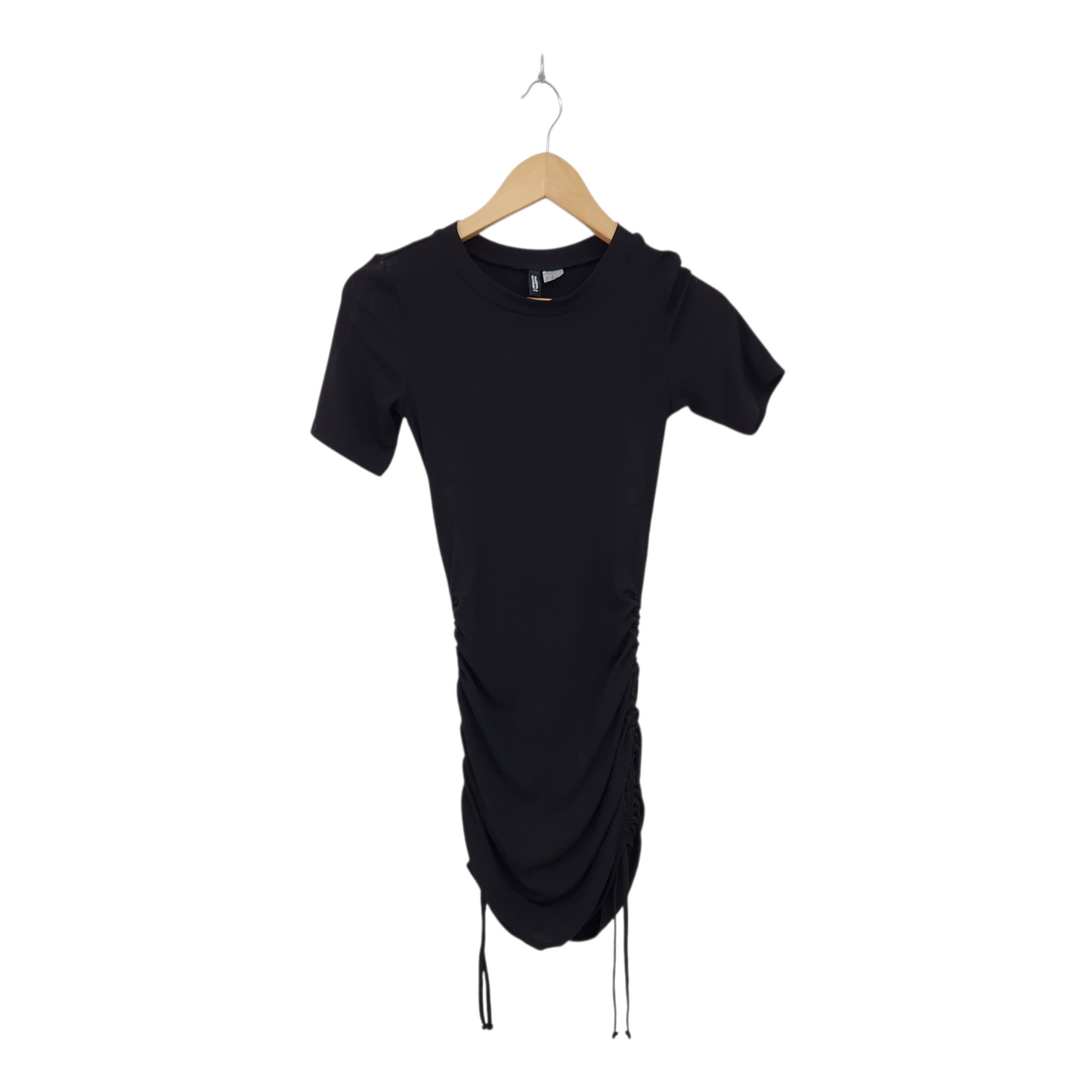 H&M | שמלה שחורה צמודה עם כיווצים | לאישה מידה XS