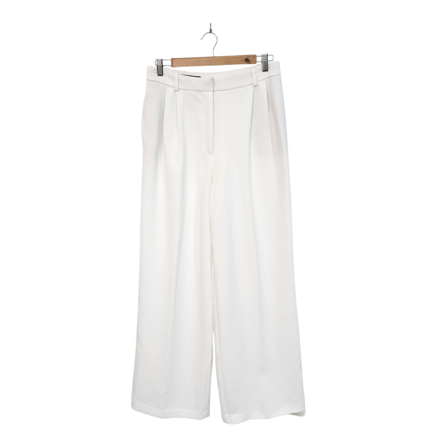 ZARA | מכנסיים ארוכים דקים צבע לבן | לאישה מידה L