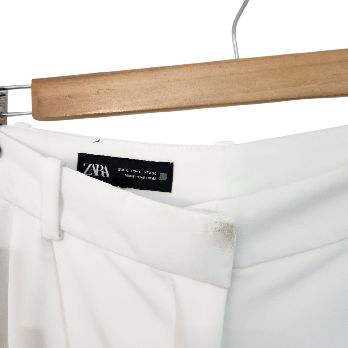 ZARA | מכנסיים ארוכים דקים צבע לבן | לאישה מידה L