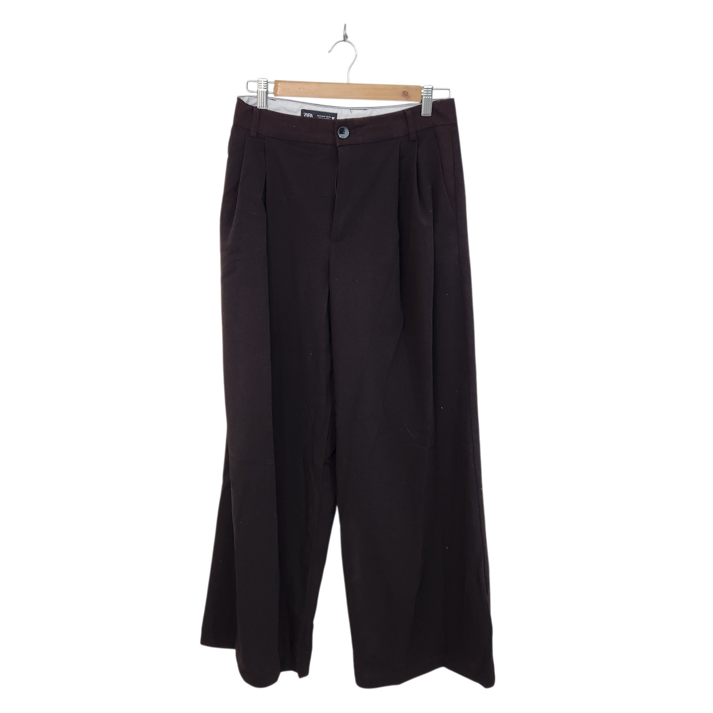 ZARA | מכנסיים מחויטים דקים צבע חום | לאישה מידה S | 26 אינץ'