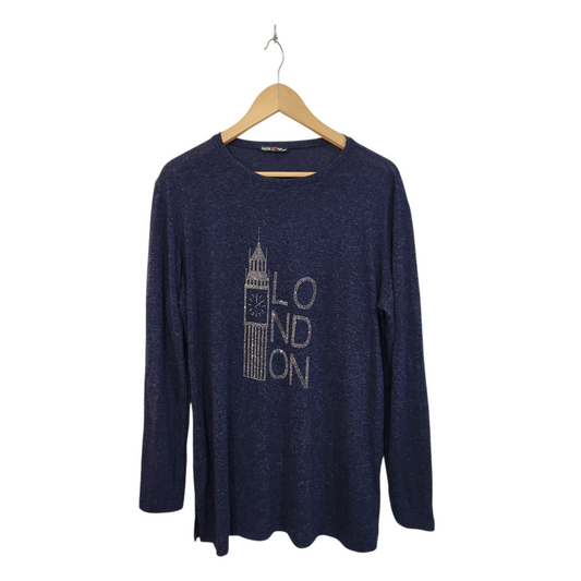 MISS LOVE | חולצה ארוכה דקה צבע כחול | לאישה מידה L/XL