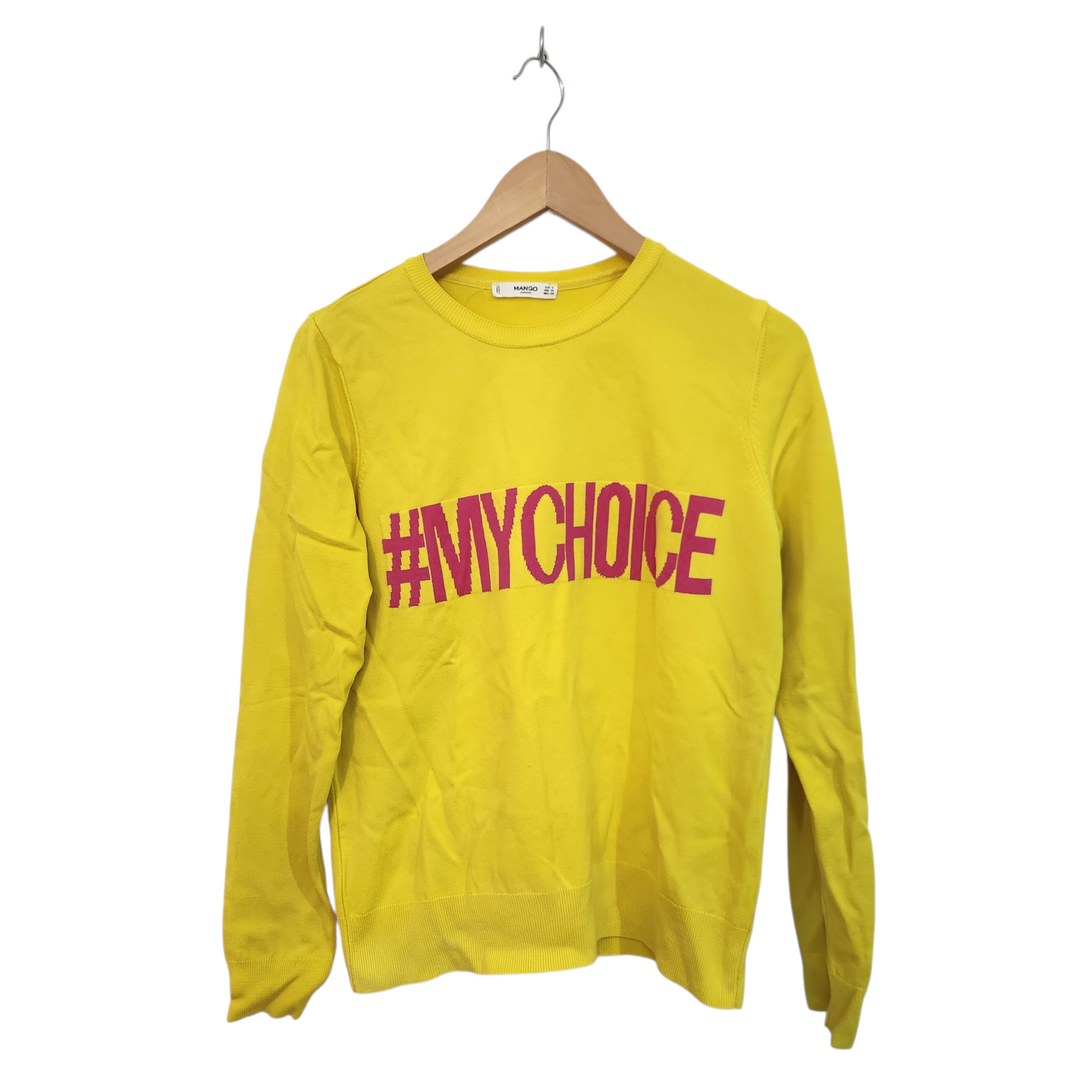 MANGO | חולצת סריג דקה צבע צהוב | לאישה מידה S