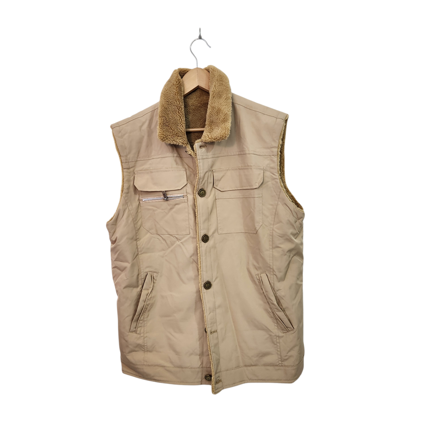 ווסט חום בהיר מחמם עם פליז לאישה מידה XL/XXL