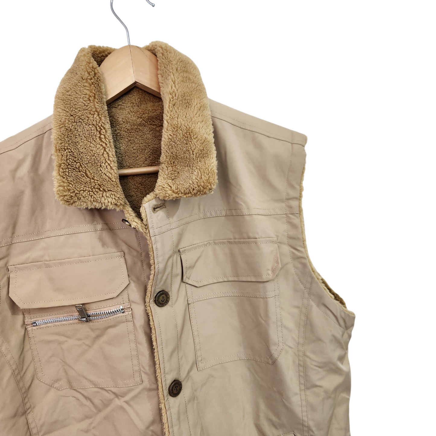 ווסט חום בהיר מחמם עם פליז לאישה מידה XL/XXL