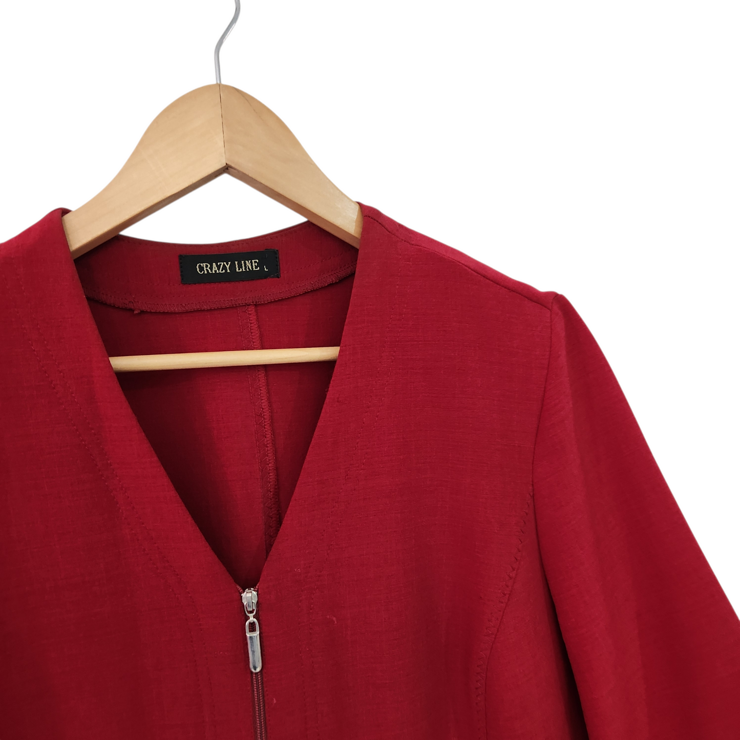 CRAZY LINE | חולצה קצרה צבע בורדו עם רוכסן | לאישה מידה L