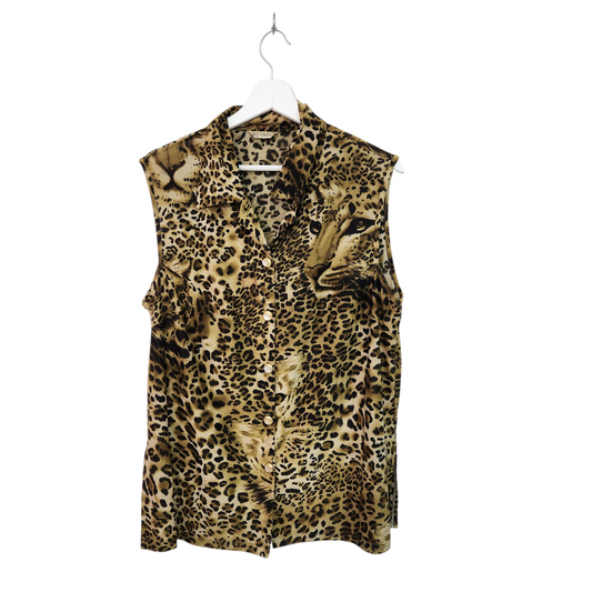 EURO FASHION | גופיה מכופתרת מנומרת | לאישה מידה XL