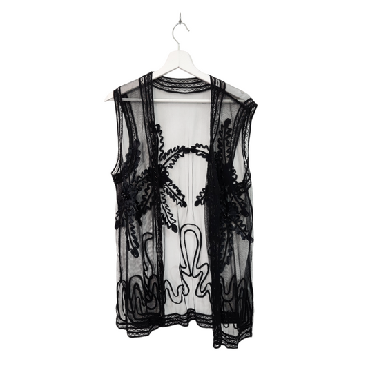 ווסט וינטג' מעוצב עם חרוזים צבע שחור | לאישה מידה XL / XXL