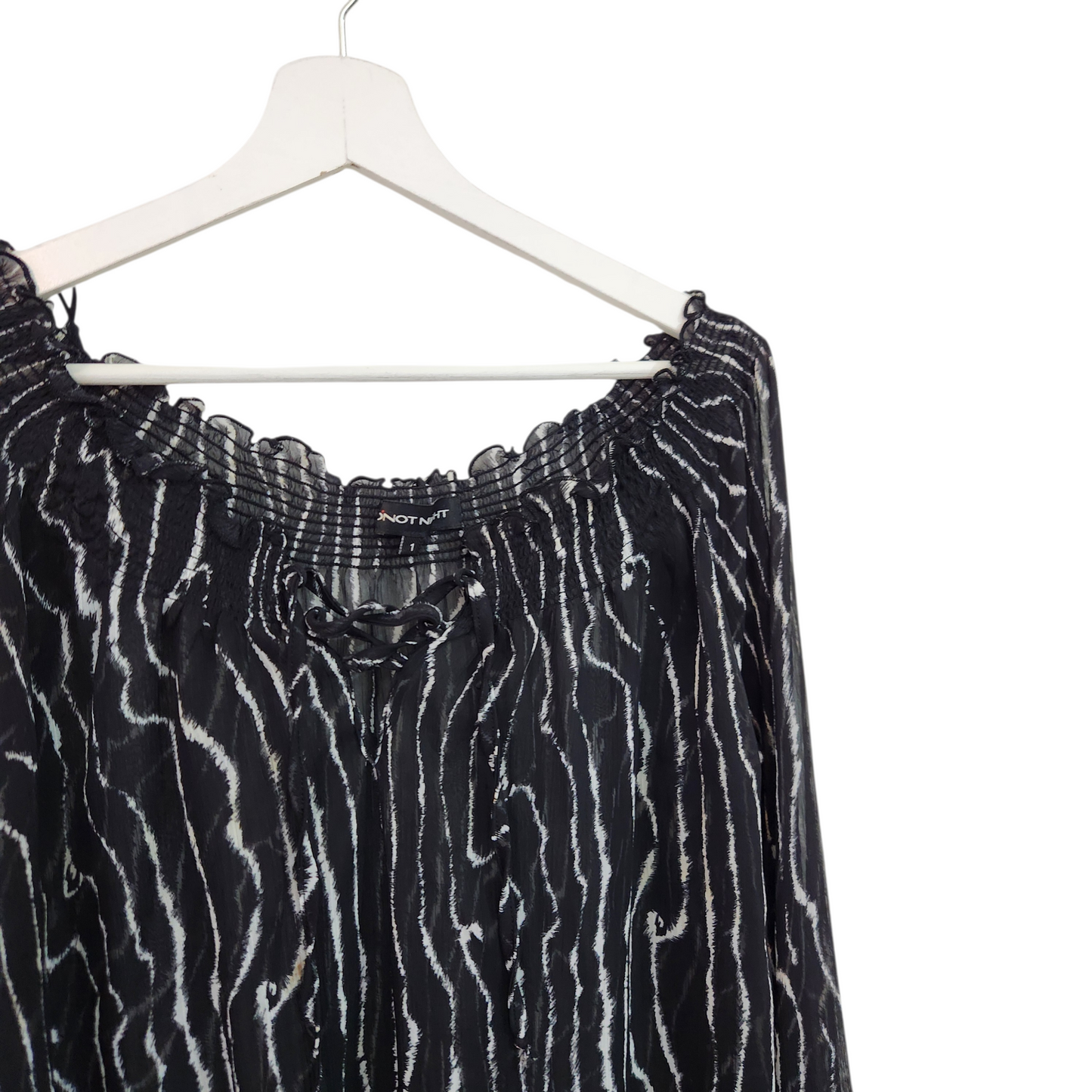 ONOT | חולצה ארוכה שקופה | לאישה מידה XL | כתם פיצי