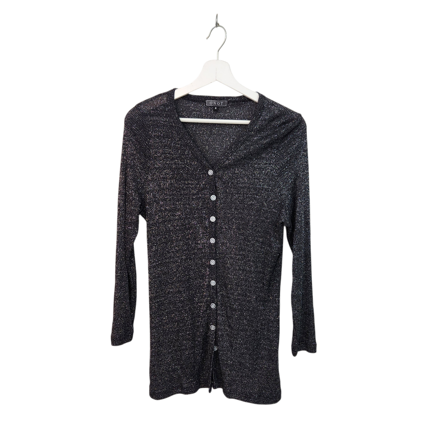 ONOT | חולצה ארוכה מכופתרת צבע כסוף נוצץ | לאישה מידה M/L