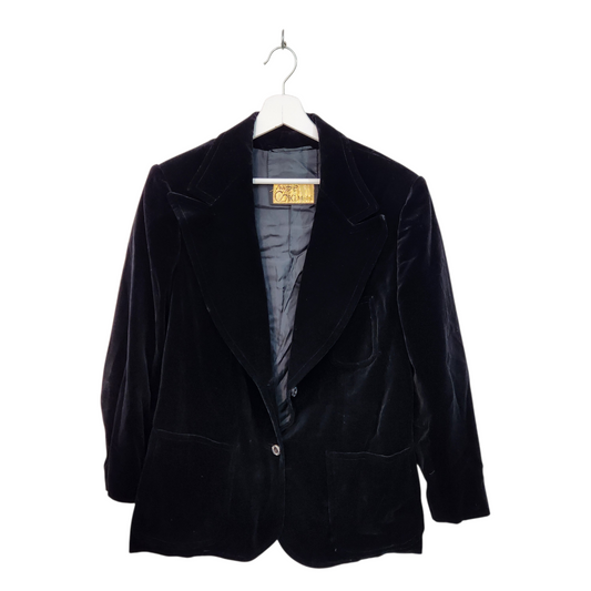 שיק מודל | ג'קט קטיפה שחור וינטג' | לאישה מידה XL