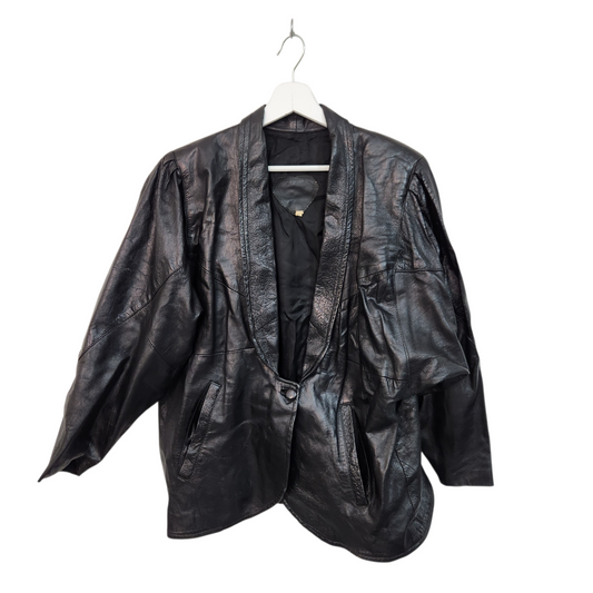 מעיל עור וינטג' צבע שחור | לאישה מידה XL/XXL |