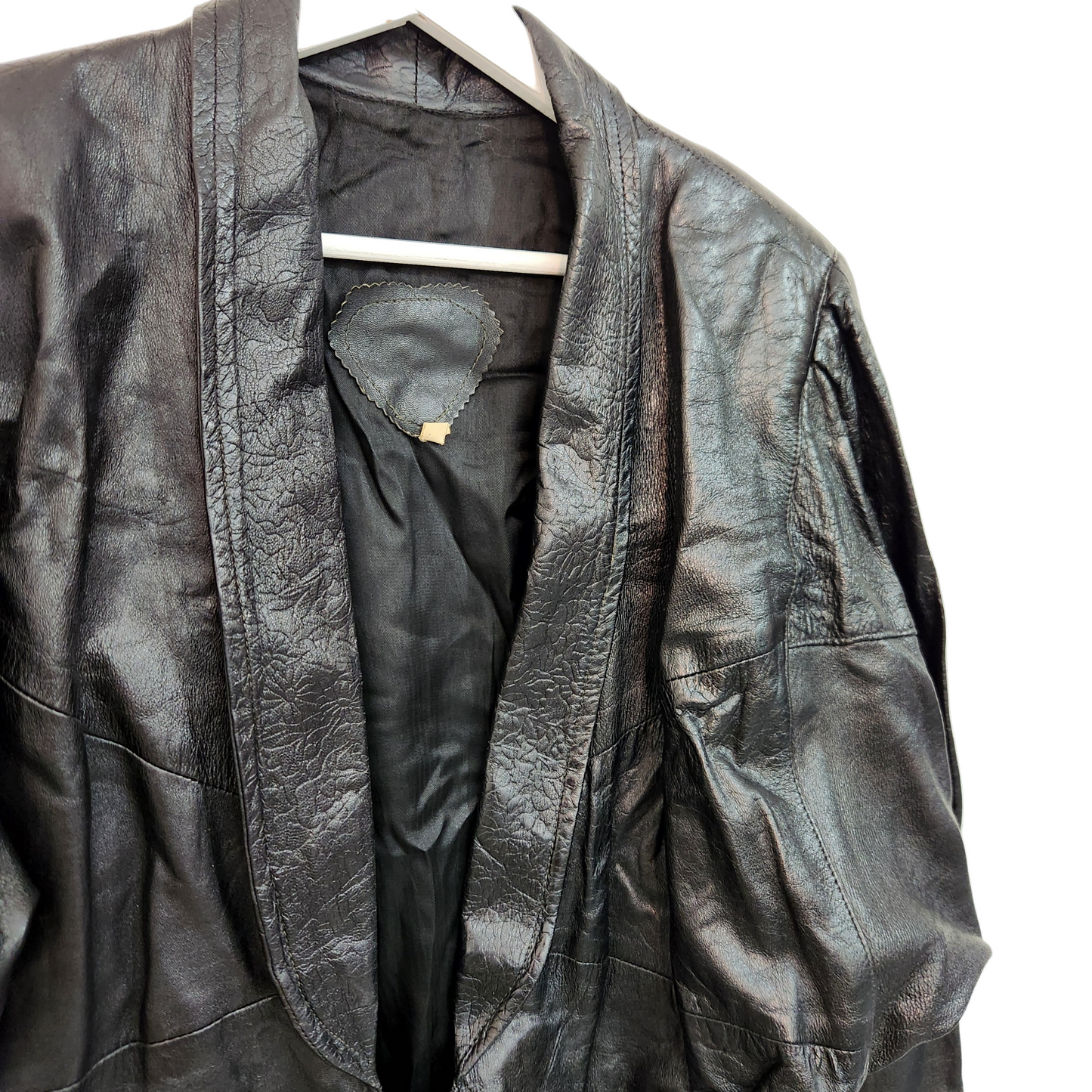 מעיל עור וינטג' צבע שחור | לאישה מידה XL/XXL |