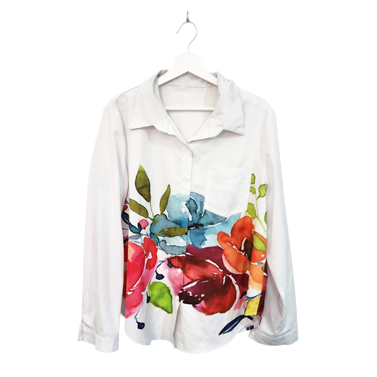 חולצה ארוכה דקה פרחונית | לאישה מידה XL/XXL |