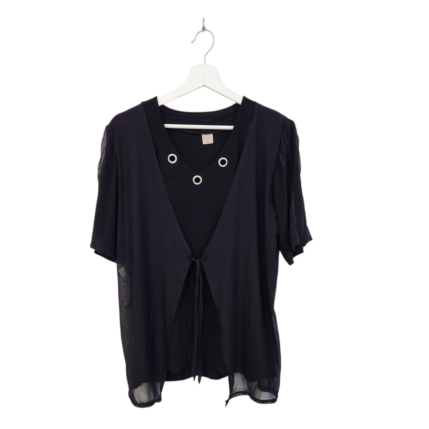 פרידמן | חולצת וינטג' מעוצבת צבע שחור | לאישה מידה XL |י