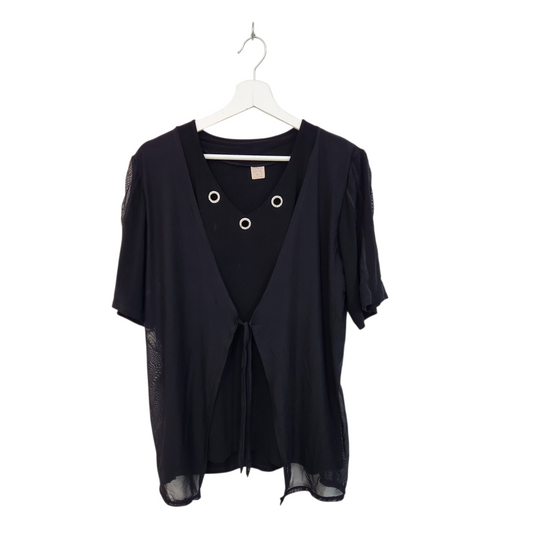 פרידמן | חולצת וינטג' מעוצבת צבע שחור | לאישה מידה XL |י