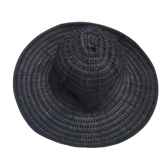 כובע פדורה צבע שחור עם שוליים רחבים