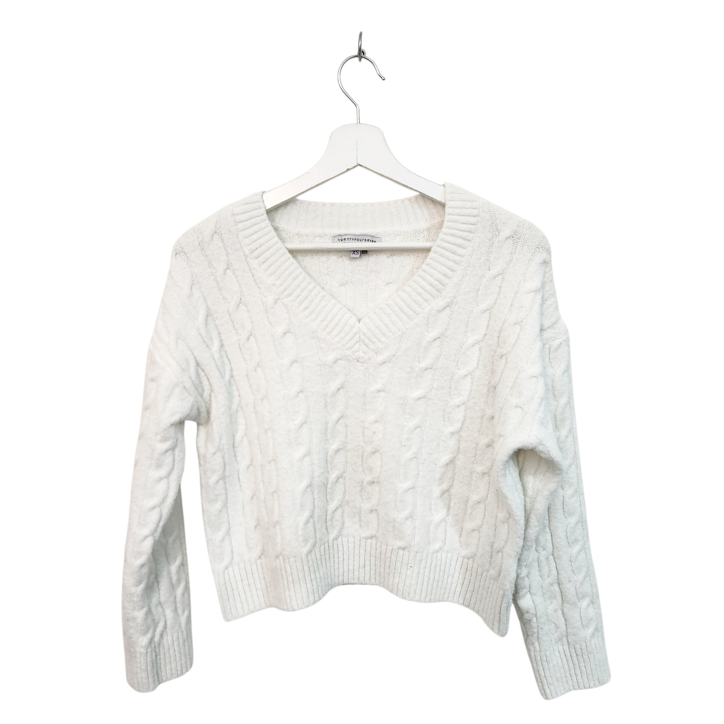 TWENTYFOURSEVEN | סוודר צבע לבן | לאישה מידה XS