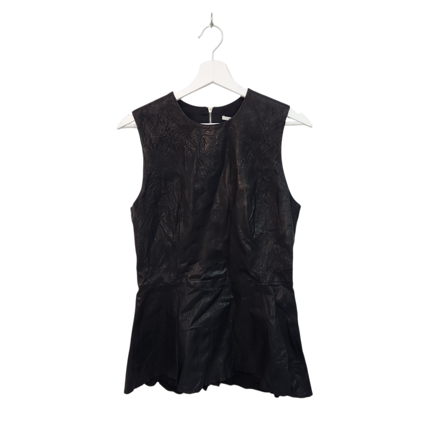 SKAIST TAYLOR | גופייה מעוצבת צבע שחור בד דמוי עור | לאישה מידה S