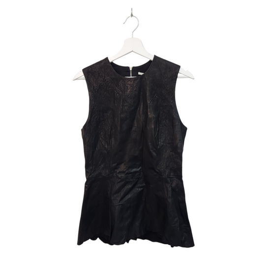 SKAIST TAYLOR | גופייה מעוצבת צבע שחור בד דמוי עור | לאישה מידה S