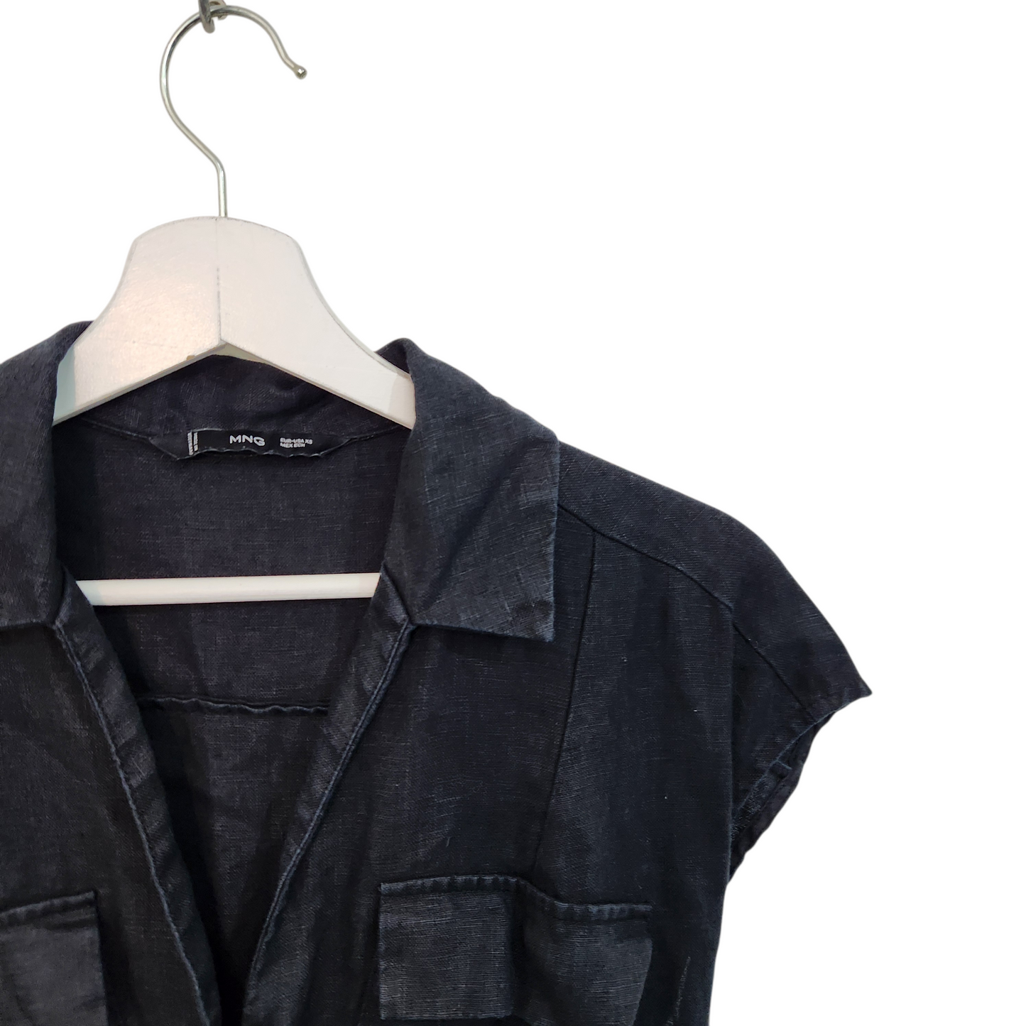 MANGO | אוברול שרוול קצר צבע שחור | לאישה מידה XS