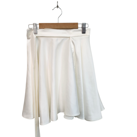 TOMA | חצאית מעטפת סטן צבע קרם לבן | לאישה מידה S/M