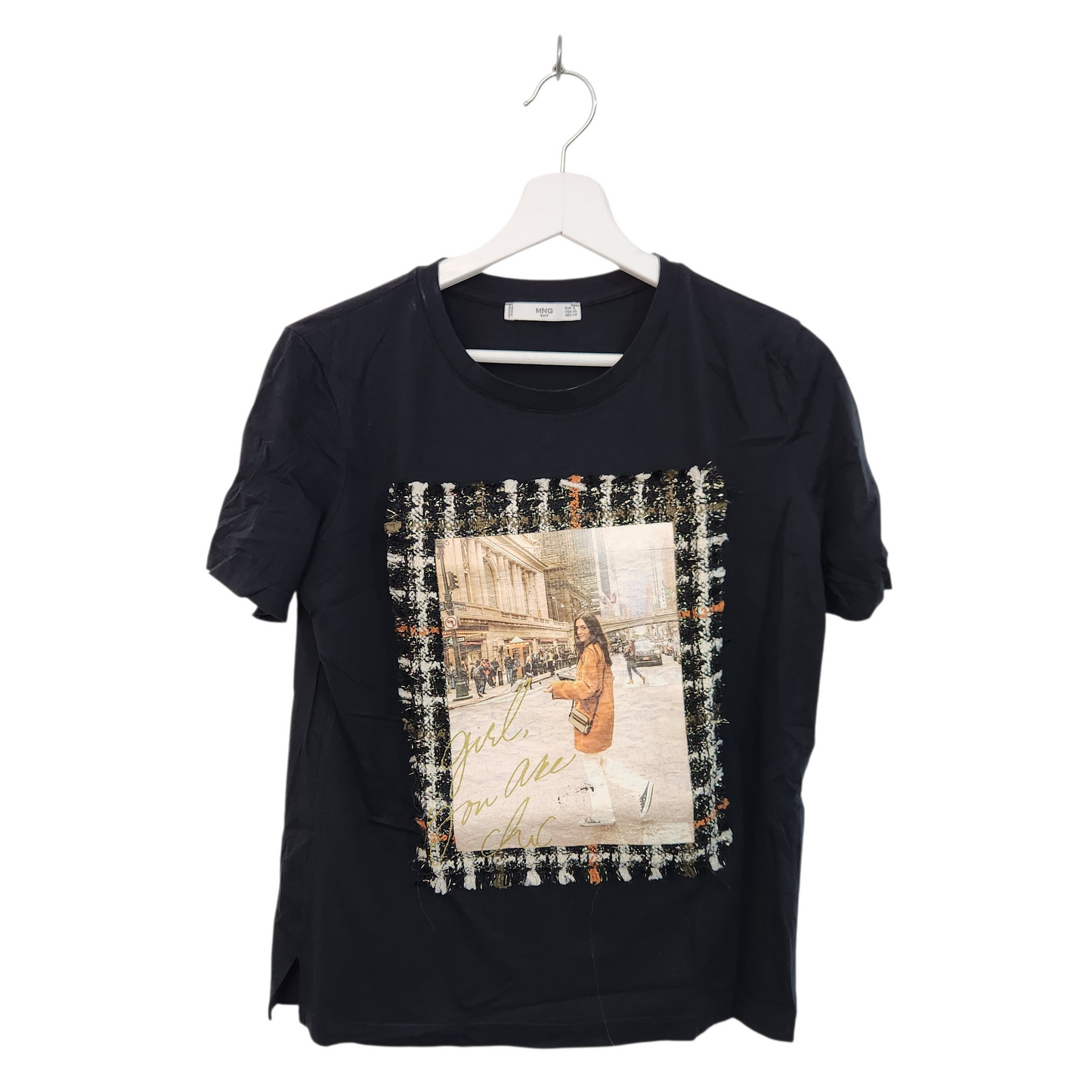 MANGO | חולצה קצרה צבע שחור | לאישה מידה S