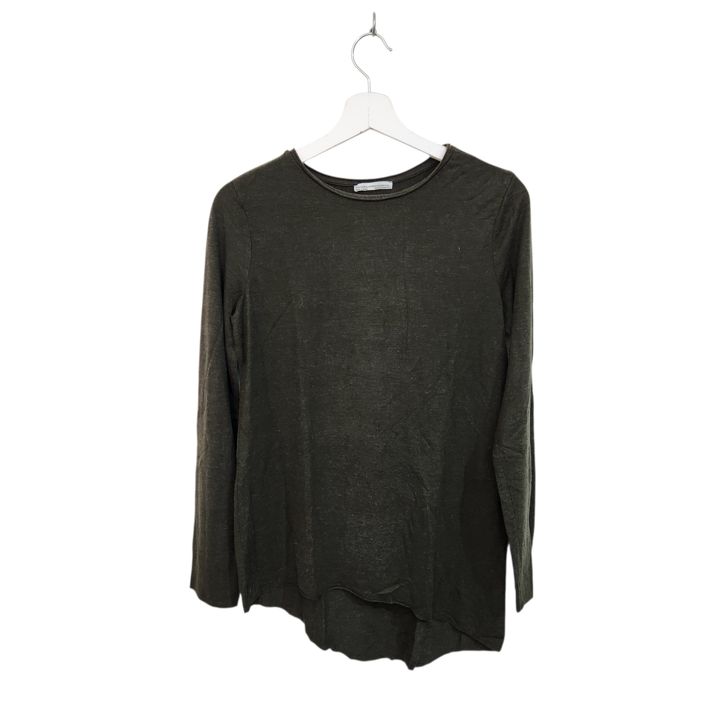 ZARA | חולצה ארוכה דקה צבע ירוק זית | לאישה מידה S