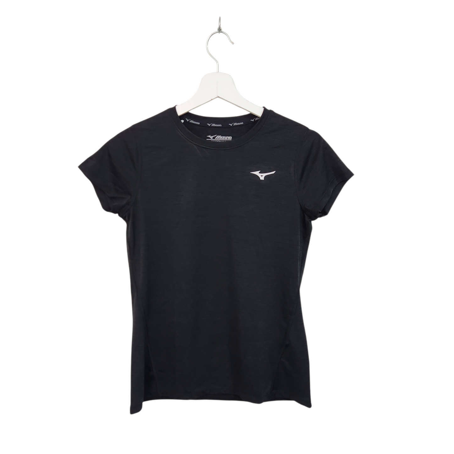 MIZUNO | חולצה קצרה צבע שחור | לאישה מידה S | כתם